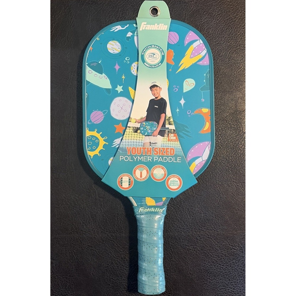 Franklin Sports Youth Sized Polymer Pickleball Paddle Blue Space Themed